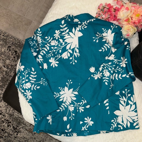 NWOT Susan Graver Teal Floral Jacket Size 1X - Picture 7 of 7